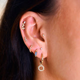 Sunburst Silhouette Hoop Earrings 9k Gold