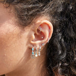 sterling silver ear stack including the Hammered Huggie Hoop Earring Sterling Silver