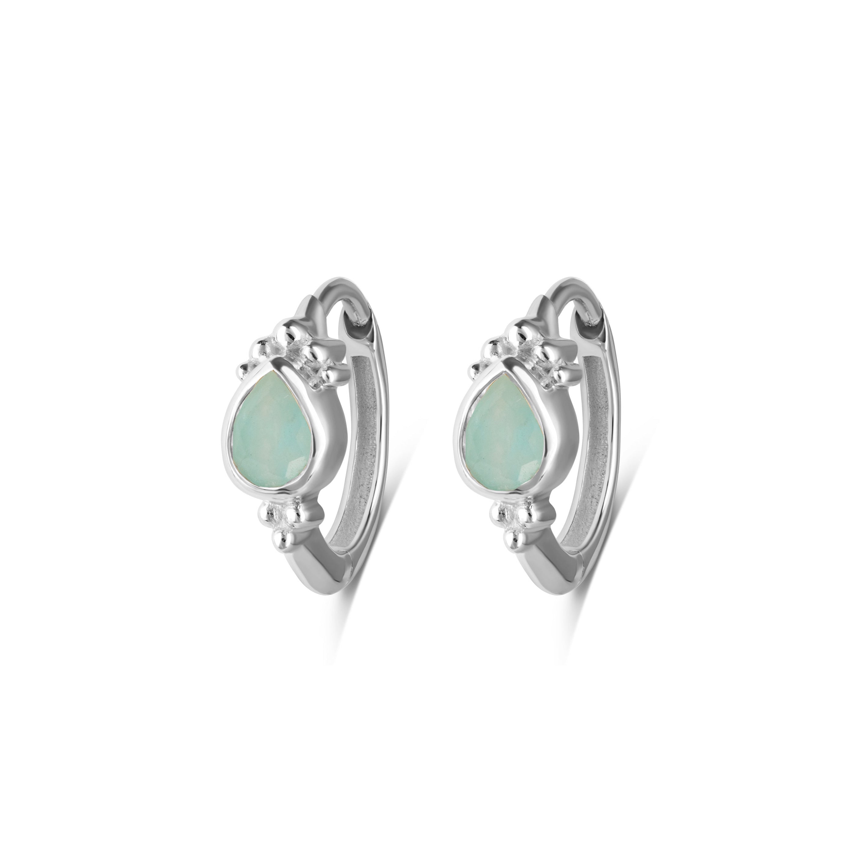 Amazonite sterling silver huggie earrings