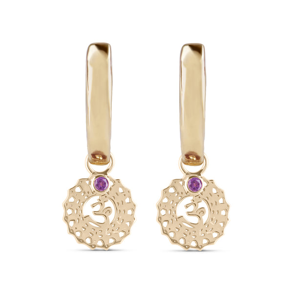 Crown Chakra Hoop Earrings 9k Gold