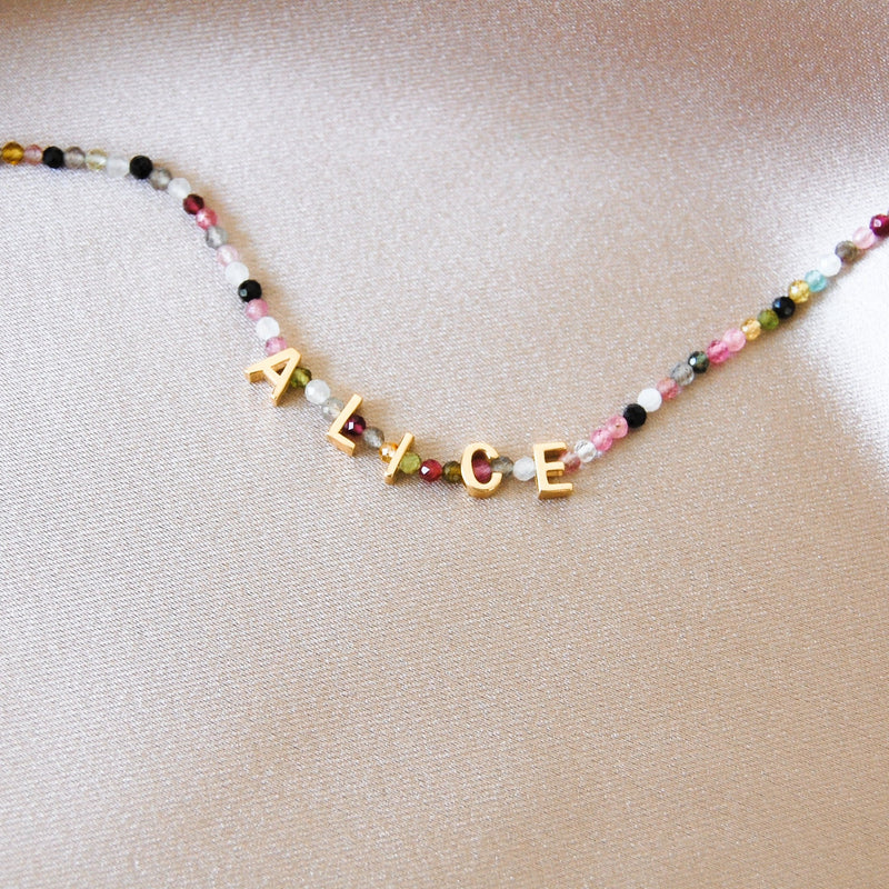 Personalised Multi Beaded Necklace Sterling Silver