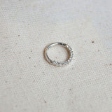 diamond daith hoop white gold on fabric