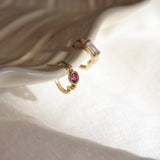 garnet & labradorite huggie