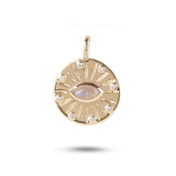 Labradorite & Diamond Eye Coin Pendant 9k Gold