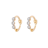Mini Diamond Trilogy Huggie Hoop Earring Pair 9k Gold