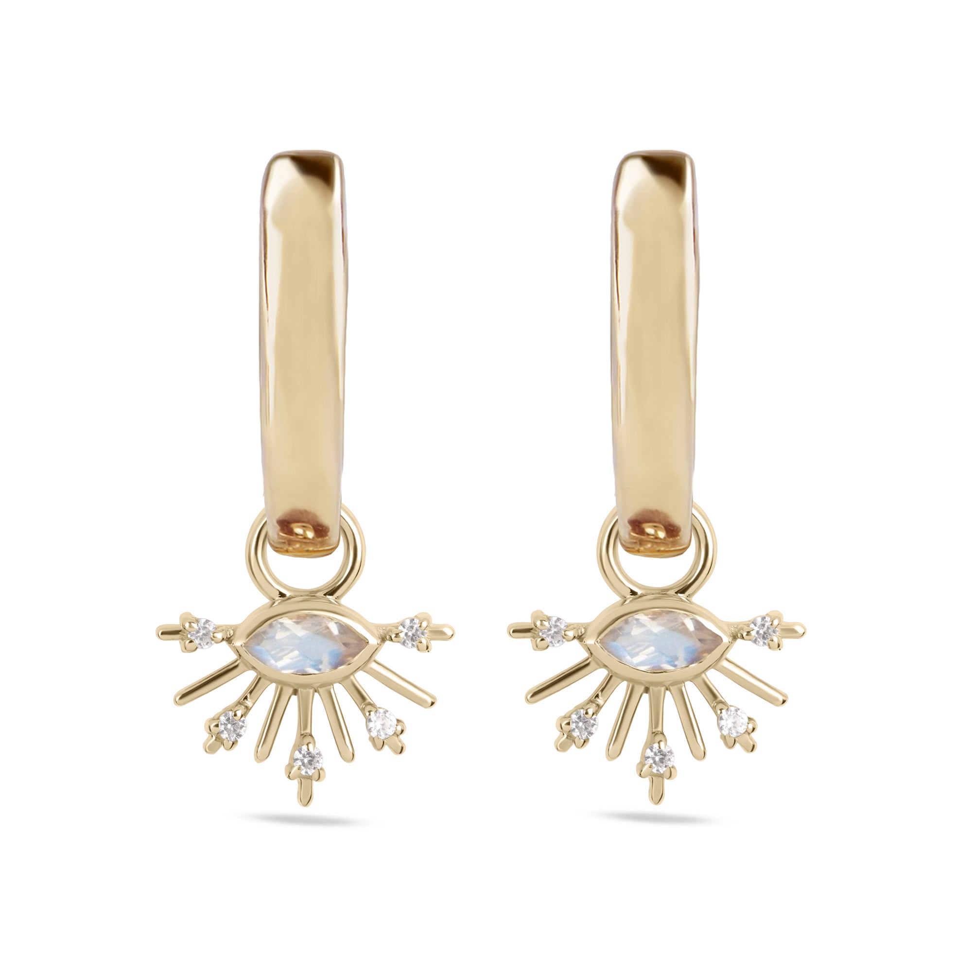moonstone solid gold hoops