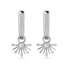 Sterling silver moonstone hoops
