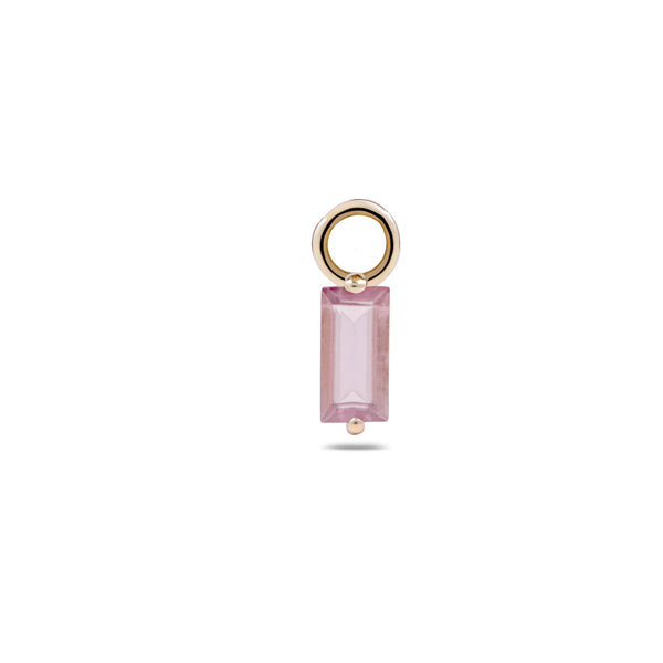 Pink Tourmaline Baguette Earring Charm 9k Gold
