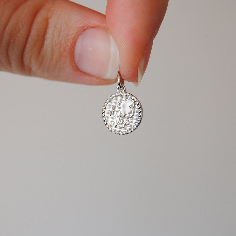 Zodiac Coin Pendant Sterling Silver