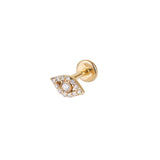 Diamond Evil Eye Flat Back Earring 14k Gold