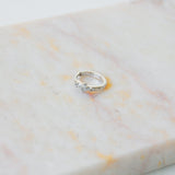 White Sapphire Cluster Huggie Hoop Earring Sterling Silver