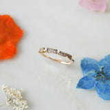 Scattered Diamond & White Topaz Baguette Ring 9k Gold