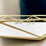Mini Diamond Trilogy Huggie Hoop Earring Pair Sterling Silver - Zohreh V. Jewellery