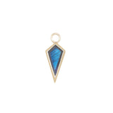 Labradorite Rhombus Earring Charm 9k Gold on white background