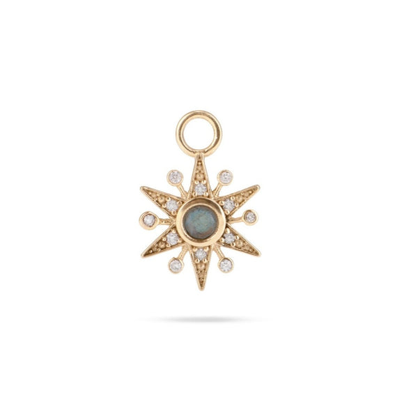 image of diamond and labradorite star earring charm in 9k gold