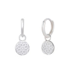 Zohreh Coin Charm Hoop Earrings Sterling Silver on white background