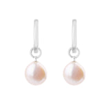 Baroque Pearl Hoop Earrings Sterling Silver