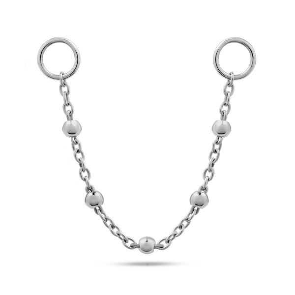 Stationed Bead Earring Charm Chain Sterling Silver