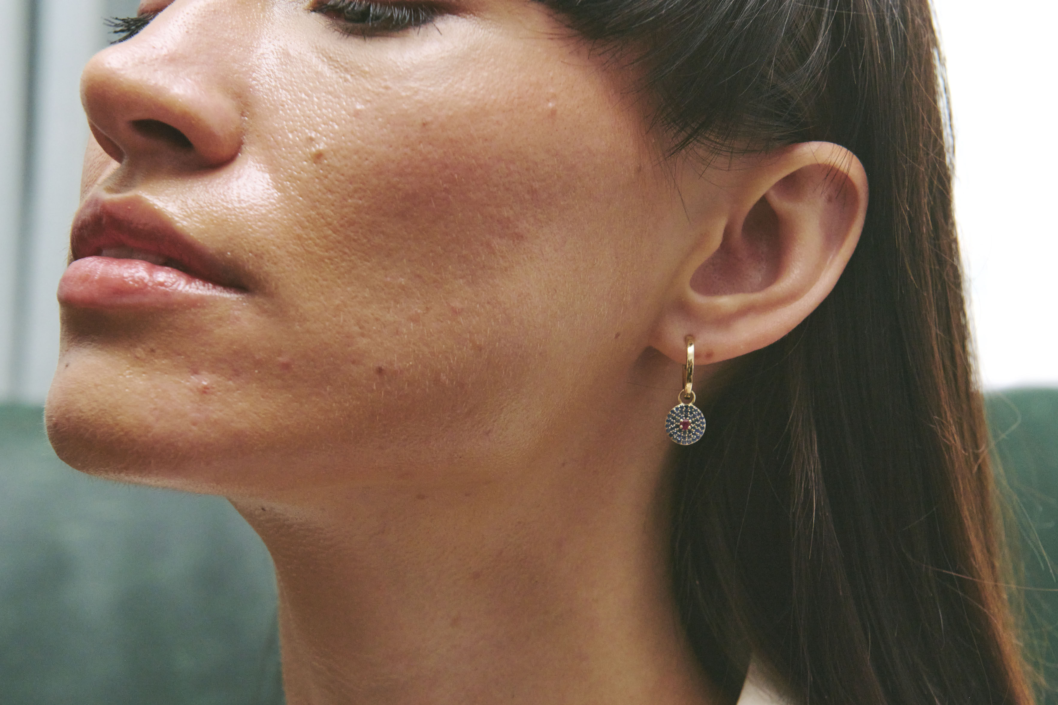 Sapphire Hoop earring in solid gold