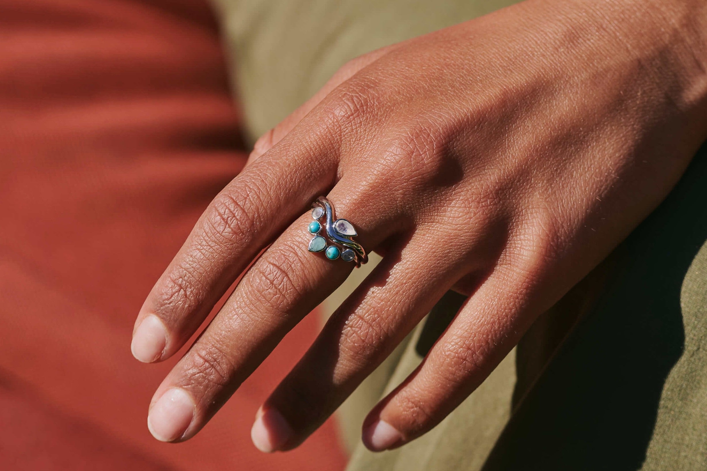 Sterling silver rings with gems stones