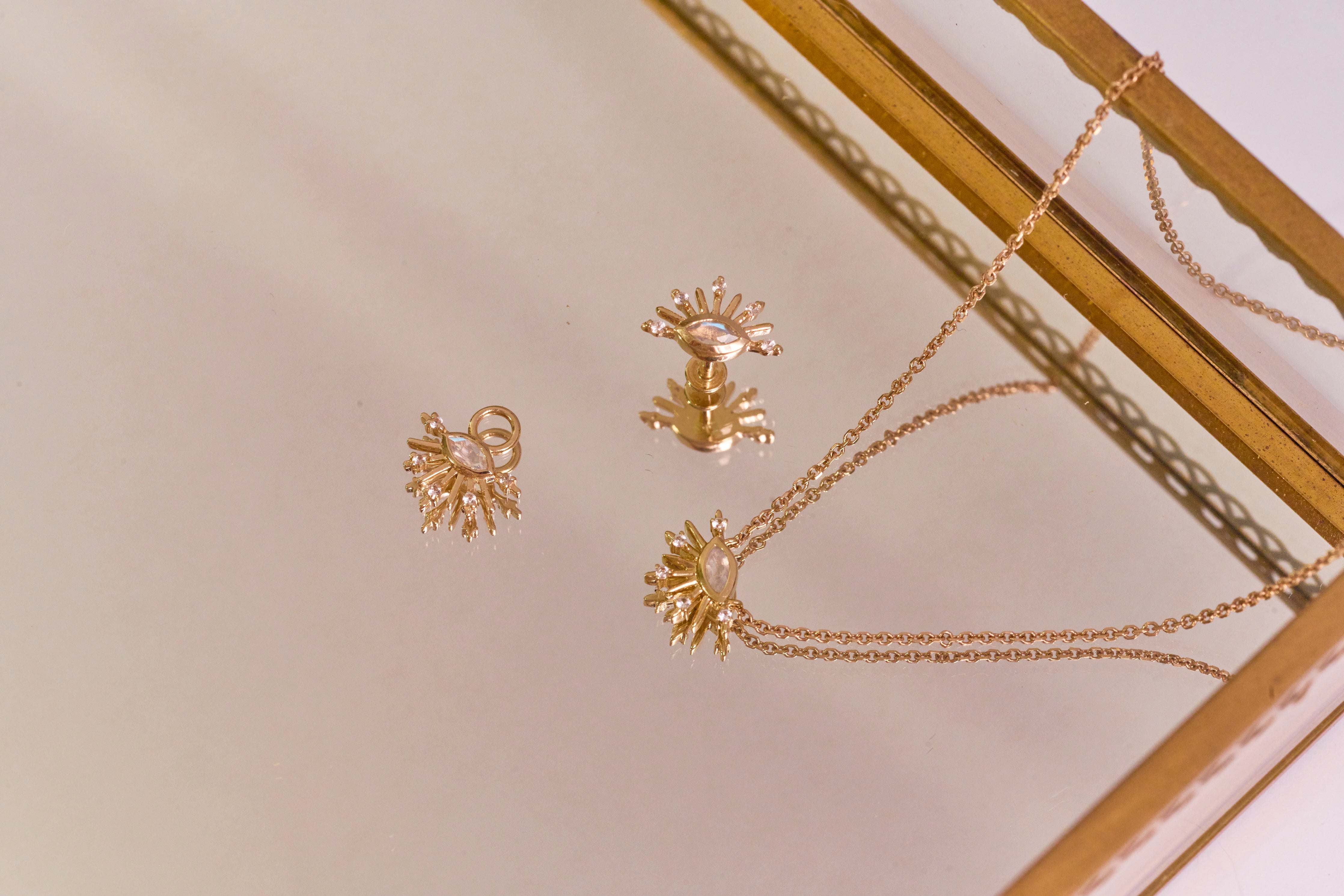 moonstone sunburst jewellery solid gold