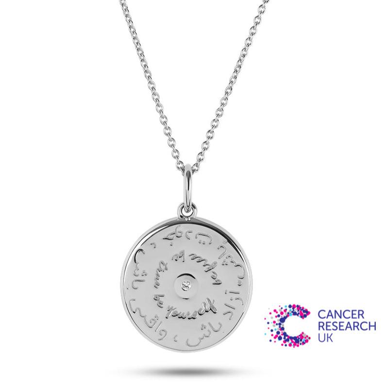 Dillon Diamond Coin Necklace Sterling Silver