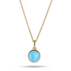 Turquoise Bezel Coin Necklace 9k Gold