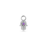 Hand of Fatima Amethyst Earring Charm Sterling Silver