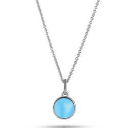 Turquoise Bezel Coin Necklace Sterling Silver