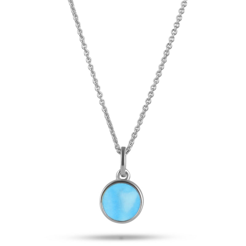 Turquoise Bezel Coin Pendant Sterling Silver
