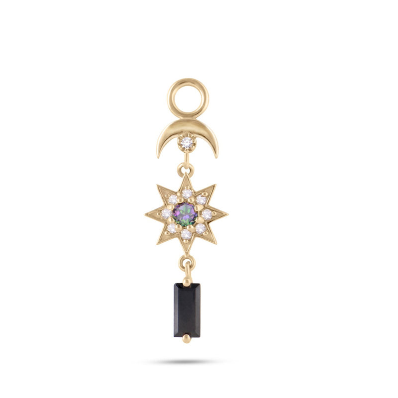 Limited Edition Diamond Stars & Moon Shapes Earring Charm 9k Gold
