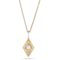 Australian Opal & Diamond Detail Diamond Necklace 9k Gold