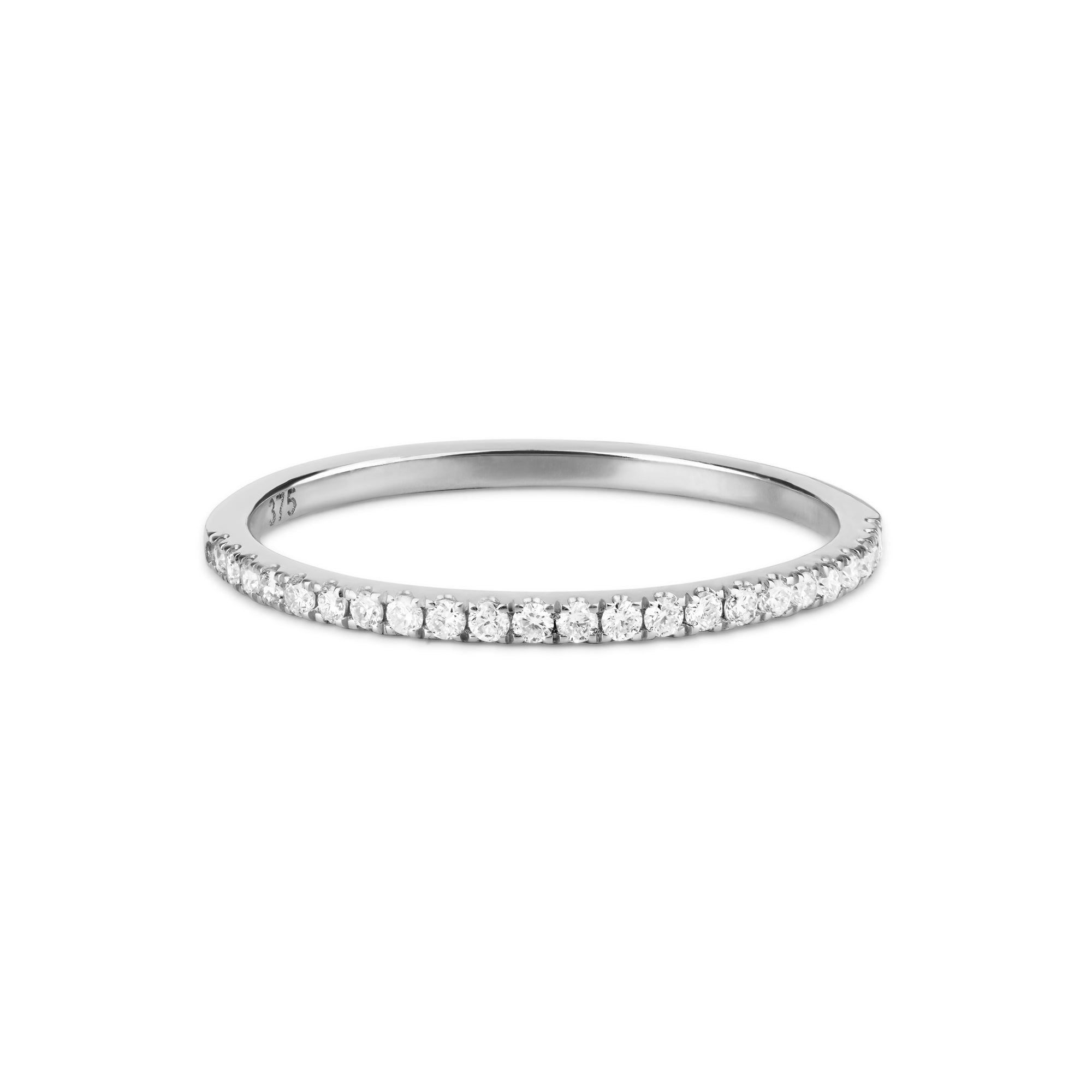 Diamond Half Eternity Ring 9k White Gold