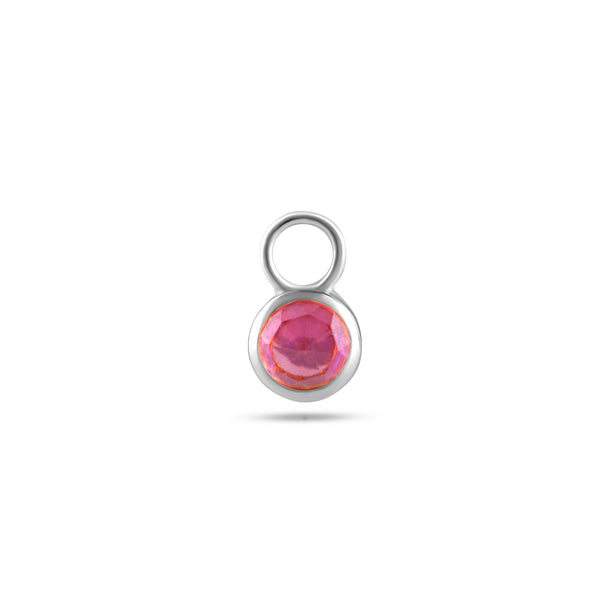 Pink Sapphire Bezel Earring Charm Sterling Silver