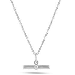 silver T-bar pendant in a cable chain