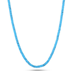 Turquoise Statement Beaded Necklace Sterling Silver