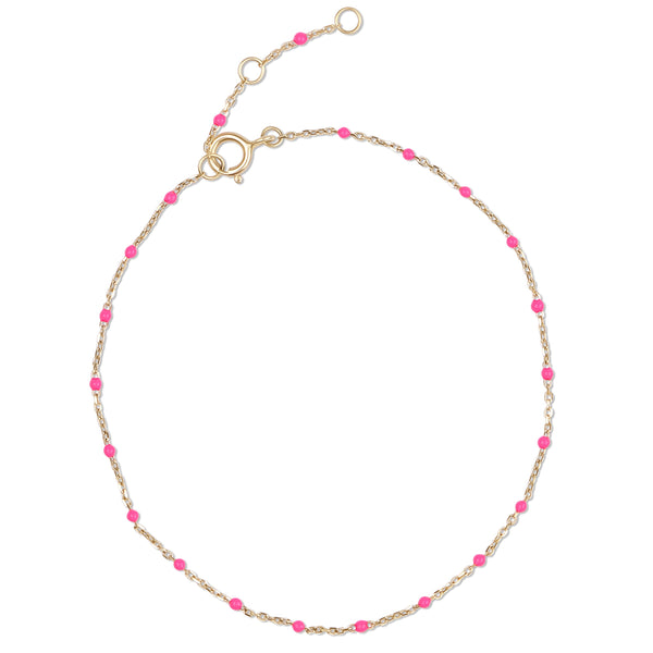 Neon Pink Enamel Bracelet 9k Gold