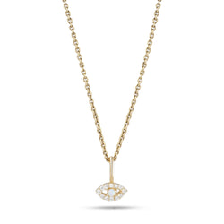 Mini Opal & Diamond Evil Eye Pendant 9k Gold