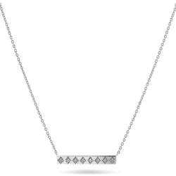 Diamond Bar Necklace 9k White Gold on white background