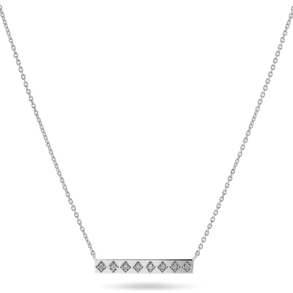 Diamond Bar Necklace 9k White Gold on white background
