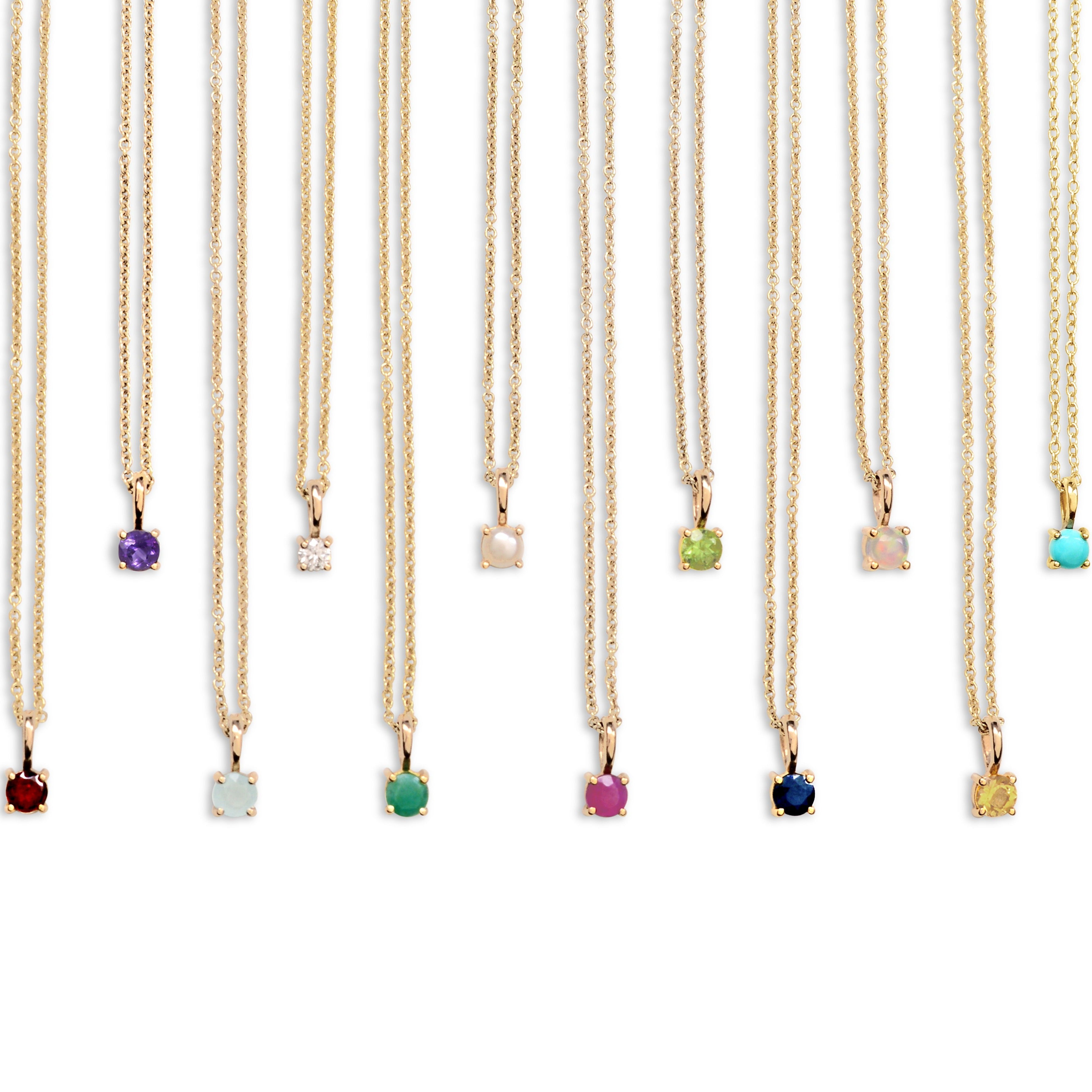 Mini Birthstone Necklace 9K Gold