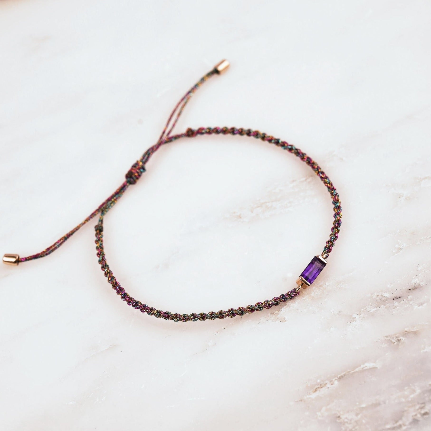 Amethyst Baguette Friendship Bracelet 9k Gold Sample