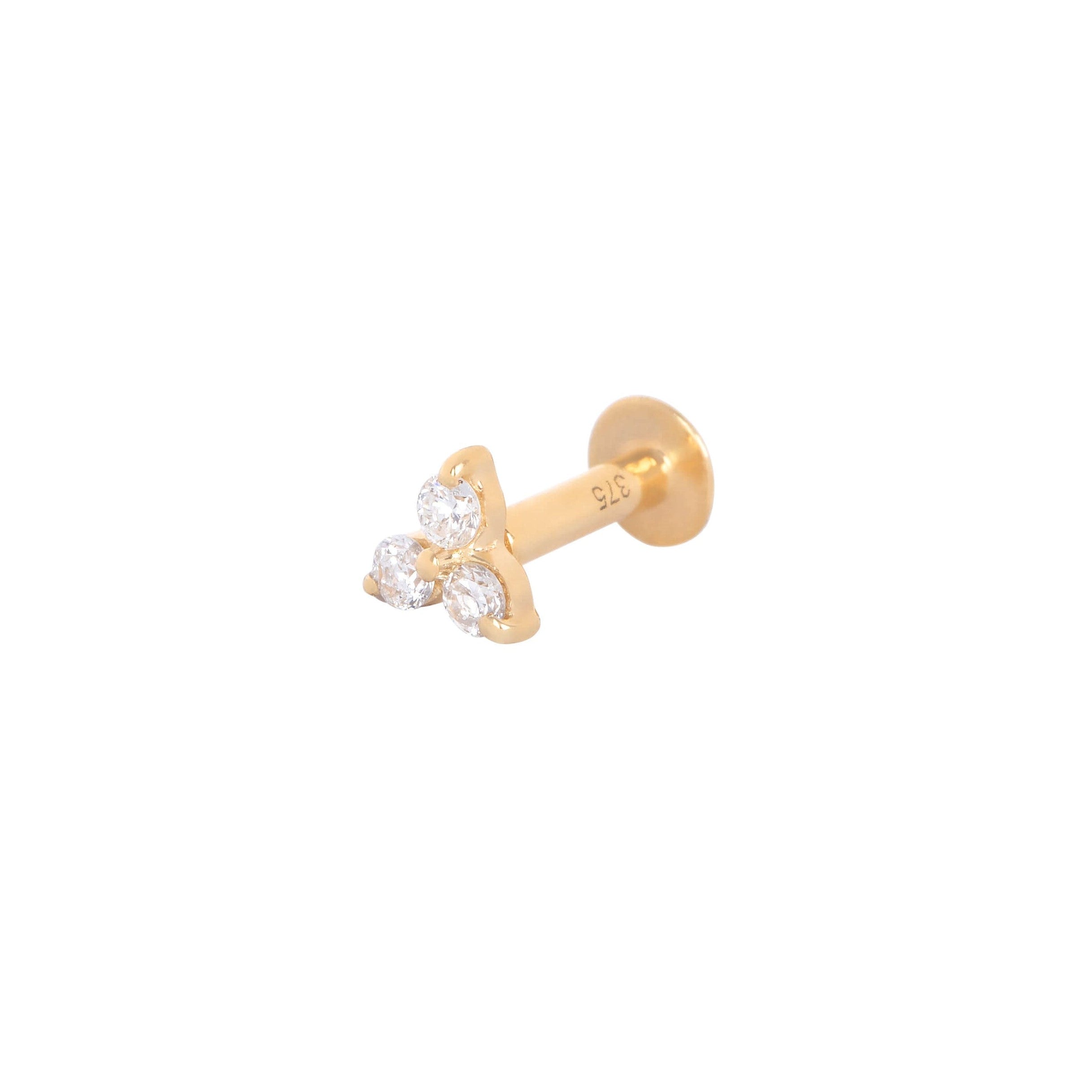 Diamond Trilogy Flat Back Earring 9k Gold