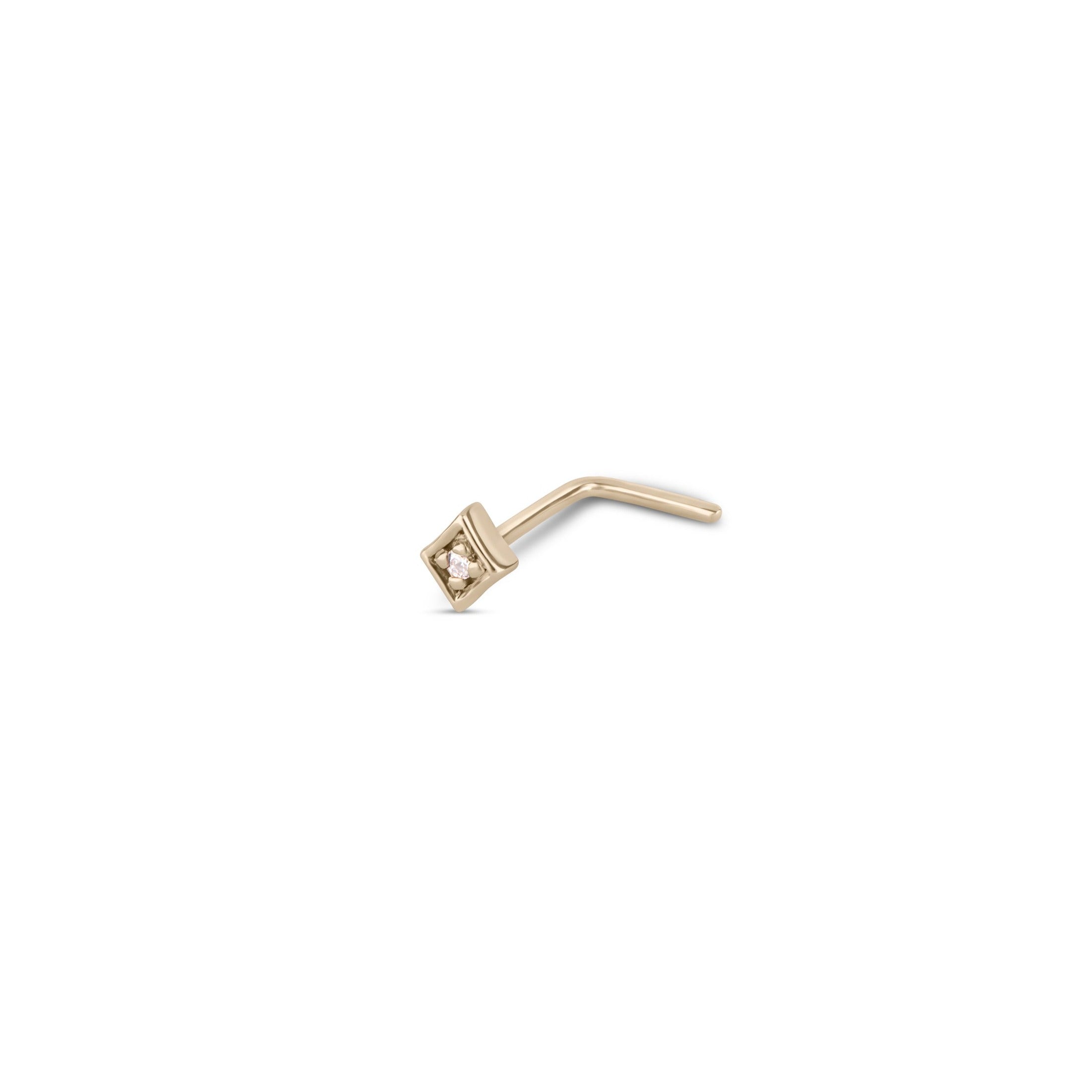 Engraved Diamond Nose Stud 9k Gold