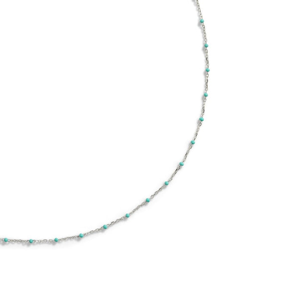 16" Turquoise Enamel Chain Sterling Silver