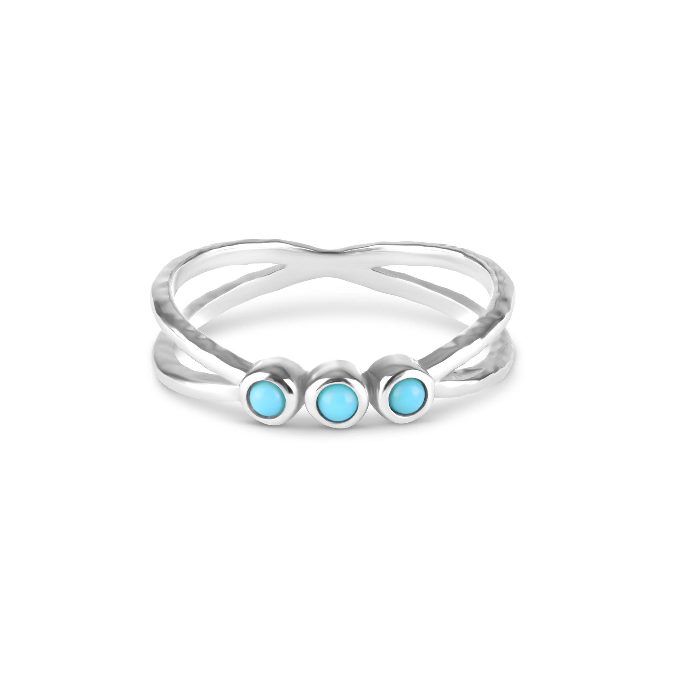 Turquoise Crossover Ring Sterling Silver Size J, K, L & M Sample