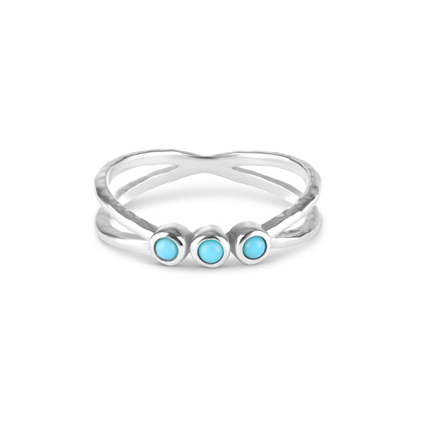 Turquoise Crossover Ring Sterling Silver