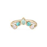 Semi-Precious Stone Hugging Ring 9k Gold