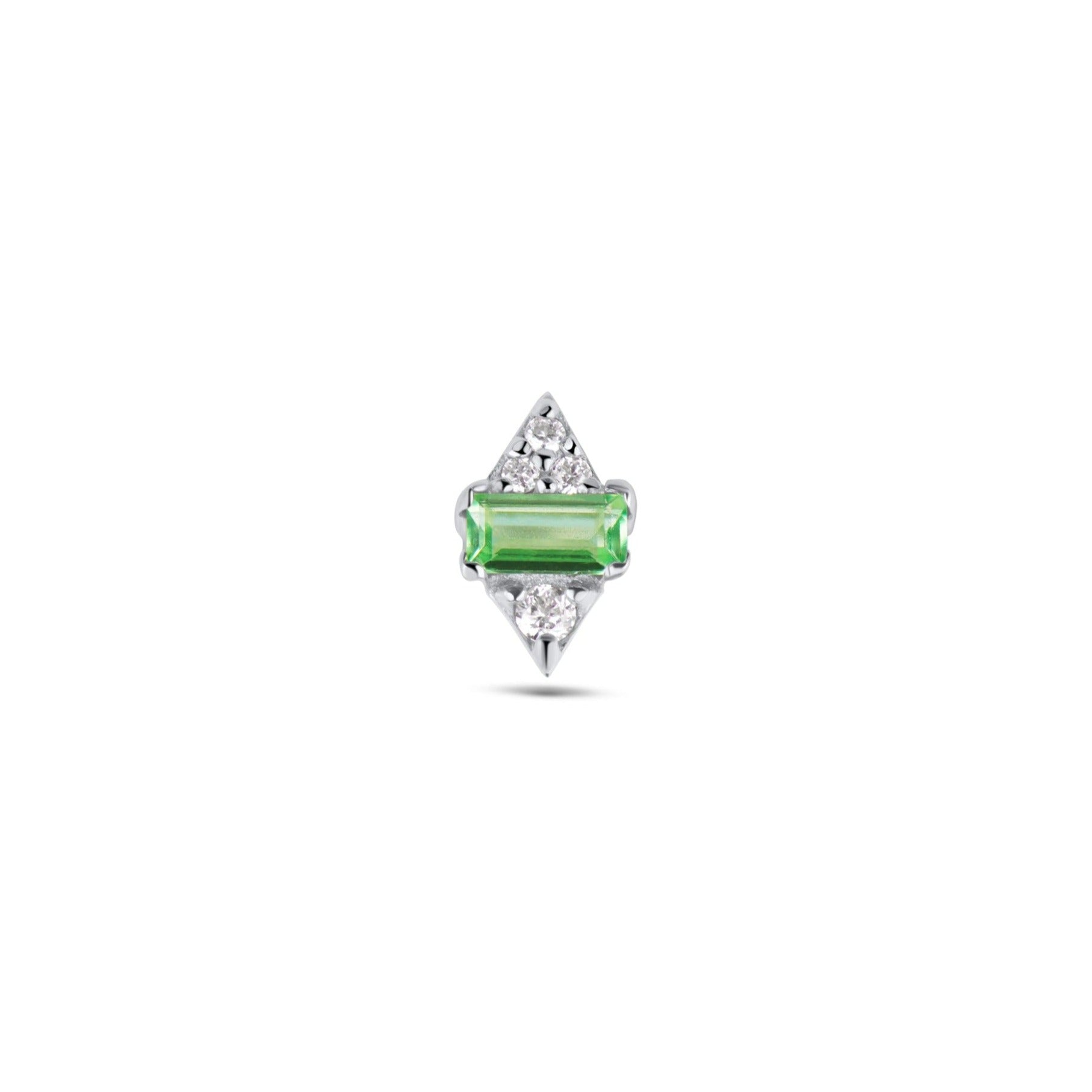 Tsavorite & Diamond Flat Back Earring 14k White Gold