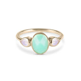 Chrysoprase & Moonstone Ring 9k Gold